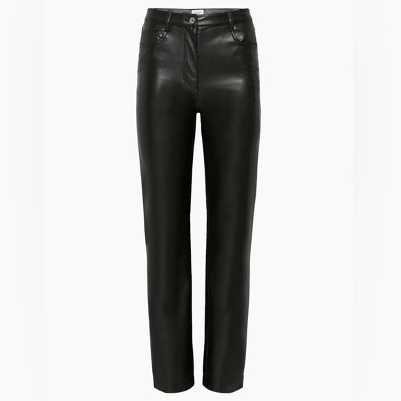 Wilfred Pants - Wilfred Aritzia The Melina Straight-Leg Black Faux Leather Pants Size Women’s 6